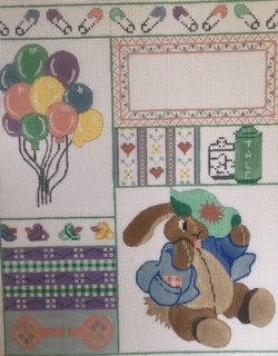 TCTS530 PASTEL ANTIQUE RABBIT Baby Birth Announcement by TS Designs for The Collection