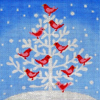 VNGD8134 SNOWBIRD TREE Vallerie Needlepoint Gallery
