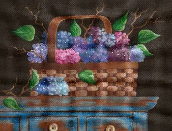VNGKL002 BASKET OF HYDRANGEAS by Vallerie Needlepoint Gallery