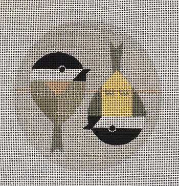 VNGSP007 TWO CHICKADEES HANGING ORNAMENT by Scott Partridge